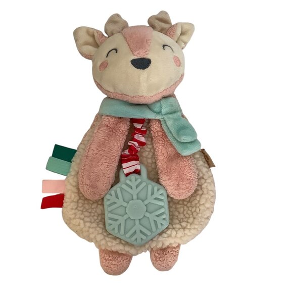 Itzy Ritzy Plush Reindeer Baby Infant Teether Lovey Textured Soft Fleece 10" - Picture 1 of 6